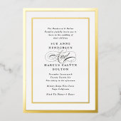 Elegante Formele Kalligrafie Folie Gouden Lijst Br Folie Uitnodiging (Voorkant)