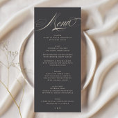 Elegante formele kalligrafie houtskool beige bruil menu