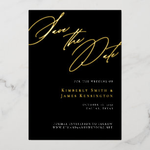 Elegante formele kalligrafie Huwelijk Save the Dat Folie Uitnodiging