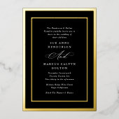 Elegante Formele Kalligrafie Onyx Goud Lijst Bruil Folie Uitnodiging (Voorkant)