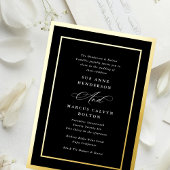 Elegante Formele Kalligrafie Onyx Goud Lijst Bruil Folie Uitnodiging