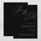Elegante formele kalligrafie zwart bruiloft save the date (Voorkant / Achterkant)