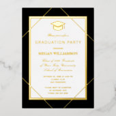 Elegante formele klassieke afstudeerfeest goud folie uitnodiging (Voorkant)