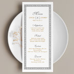 Elegante formele klassieke vintage bruiloft menuka menu<br><div class="desc">Vintage bruiloft menukaart beschikt over decoratief rustiek  lijst met monogram in neutraal grijs en goudkleur,  en een  patroon op de rug,  elegant en klassiek,  ideaal voor vintage bruiloft,  klassieke bruiloft en ouderwetse bruiloft! Bekijk alle bijpassende stukken in collectie</div>
