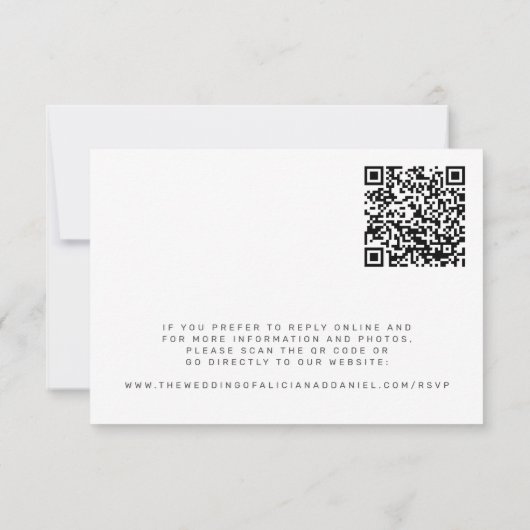 Elegante formele klassieker of QR-code online brui RSVP Kaartje (Achterkant)