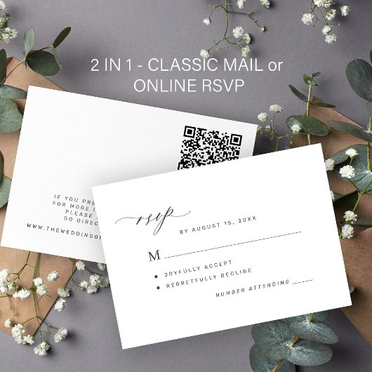 Elegante formele klassieker of QR-code online brui RSVP Kaartje