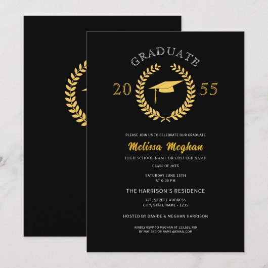 Elegante formele Laurel Krans Gold Pet Party Kaart (Voorkant / Achterkant)