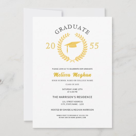 Elegante formele laurierkrans Gouden pet partij  Kaart (Voorkant)