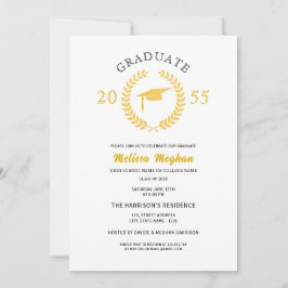 Elegante formele laurierkrans gouden pet partij  kaart