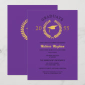 Elegante formele laurierkrans gouden pet partij kaart (Voorkant / Achterkant)