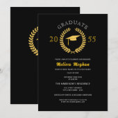 Elegante formele laurierkrans gouden pet partij kaart (Voorkant / Achterkant)