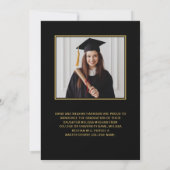 Elegante formele lauwerkrans gouden baret afstudee aankondiging (Achterkant)