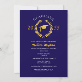 Elegante formele lauwerkrans gouden baret feest  kaart