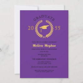 Elegante formele lauwerkrans gouden baret feestje kaart