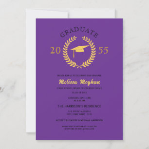 Elegante formele lauwerkrans gouden baret feestje kaart