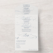 Elegante formele marine eenvoudige bruiloft all in one uitnodiging (Binnen)