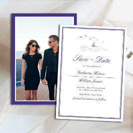Elegante formele marine kader bootclub fotohuwelij save the date