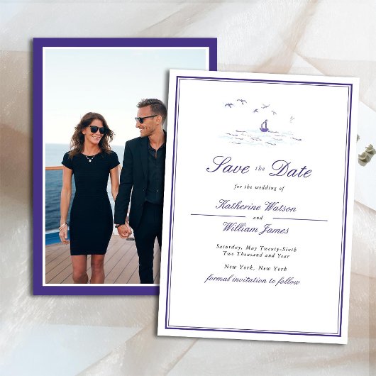 Elegante formele marine kader bootclub fotohuwelij save the date