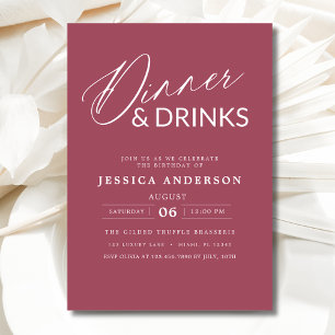 Elegante formele Mauve Pink Dinner Party Kaart
