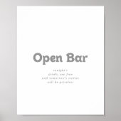 Elegante formele minimale trouw open bar bord poster (Voorkant)