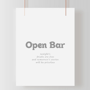 Elegante formele minimale trouw open bar bord poster