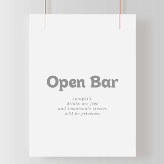 Elegante formele minimale trouw open bar bord poster