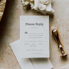 Elegante Formele Minimale Trouwmenu Keuze RSVP Kaartje