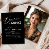 Elegante formele minimalistische zwarte dinerfeest kaart