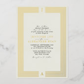 Elegante formele monogram bruiloft goud folie uitn uitnodiging (Voorkant)