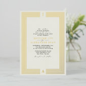 Elegante formele monogram bruiloft goud folie uitn uitnodiging (Staand Voorkant)