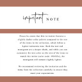 Elegante formele monogram donkere terracotta bruil kaart