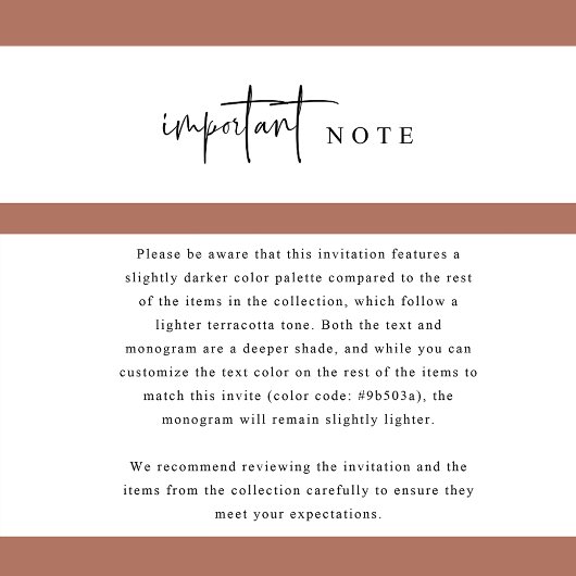 Elegante formele monogram donkere terracotta bruil kaart