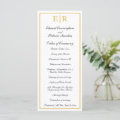 Elegante Formele Monogram Gouden Bruiloft Programmakaart (Staand voorkant)