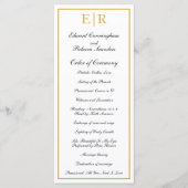 Elegante Formele Monogram Gouden Bruiloft Programmakaart (Voorkant)