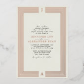 Elegante formele monogram trouw-RSVP QR-code goud Folie Uitnodiging (Voorkant)
