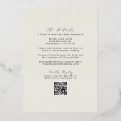 Elegante formele monogram trouw-RSVP QR-code goud Folie Uitnodiging (Achterkant)