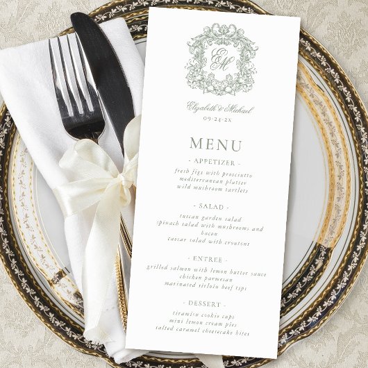 Elegante formele monogram wapenschild saliegroen b menu