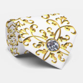 Elegante formele namaak witte gouden namaak diaman stropdas (Opgerold)