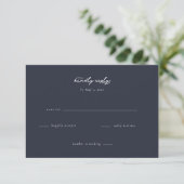 Elegante formele navyblauwe reactie RSVP kaartje (Staand voorkant)
