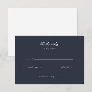Elegante formele navyblauwe reactie RSVP kaartje