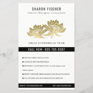Elegante formele nepgoud lotus bloem zakelijk flyer