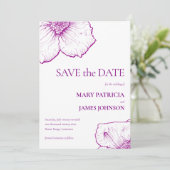 Elegante formele paarse bloem clematis tekening save the date (Staand voorkant)