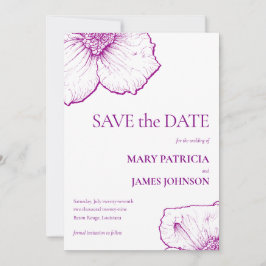 Elegante formele paarse bloemenclematis tekening save the date