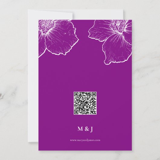 Elegante formele paarse bloemenclematis tekening save the date (Achterkant)