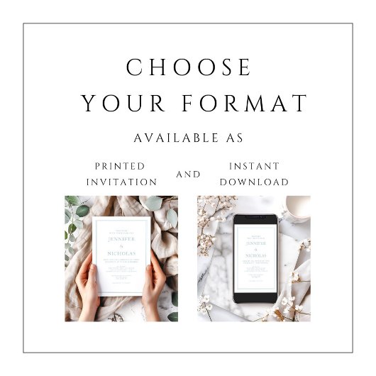 Elegante formele poeder blauwe bruiloft uitnodigin kaart