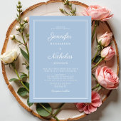 Elegante formele poederblauwe bruiloft kaart