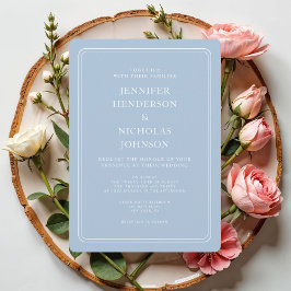 Elegante formele poederblauwe bruiloft kaart