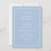 Elegante formele poederblauwe bruiloft kaart (Voorkant)