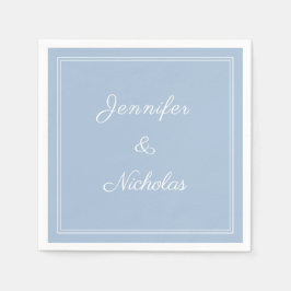 Elegante formele poederblauwe schrift bruiloft servet