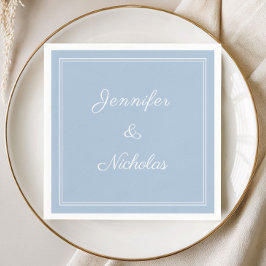 Elegante formele poederblauwe schrift bruiloft servet